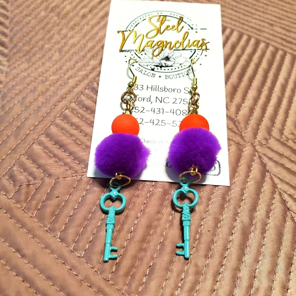NWT: Pom-pom key earrings